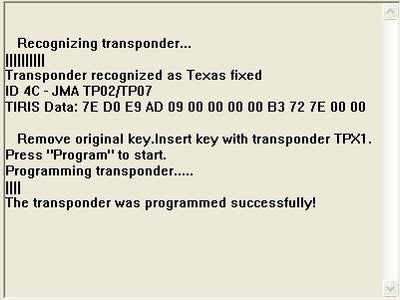 Software module 64 – Key copier for 4C Texas fixed keys onto JMA TPX1 or CN1 transponder