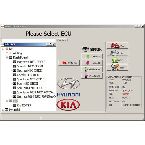 UHDS - Kia/Hyundai change KM OBD (KAP1)